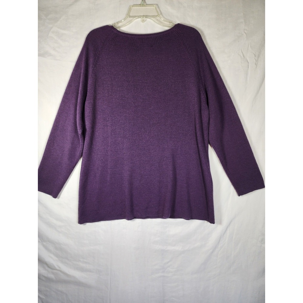 Womens 1X Purple Wool Blend Knit Sweater Layering Office Winter Cottage Academia - Picture 2 of 5